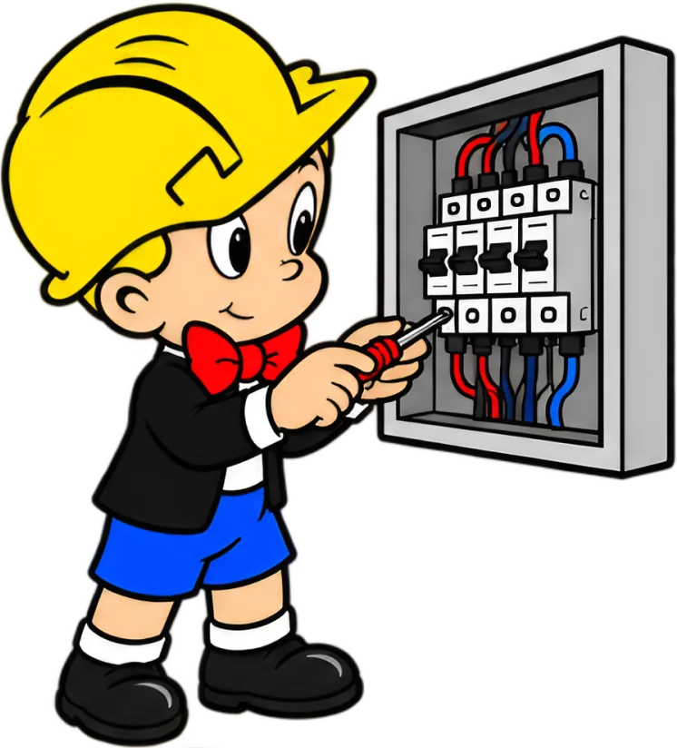 Richie working at an open distribution board